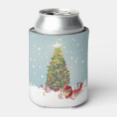 Kerstman met kerstboom blikjeskoeler (Blikje Voorkant)