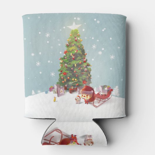 Kerstman met kerstboom blikjeskoeler (Achterkant)