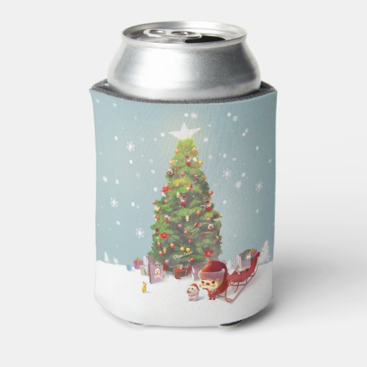 Kerstman met kerstboom blikjeskoeler (Blikje Achterkant)