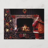 Kerstman met kerstboom briefkaart (Voorkant)