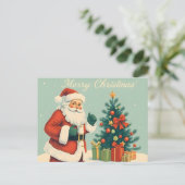 Kerstman met kerstboom Briefkaart (Staand voorkant)