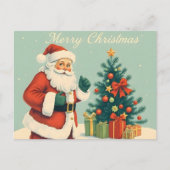 Kerstman met kerstboom Briefkaart (Voorkant)