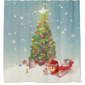 Kerstman met kerstboom douchegordijn (Voorkant)