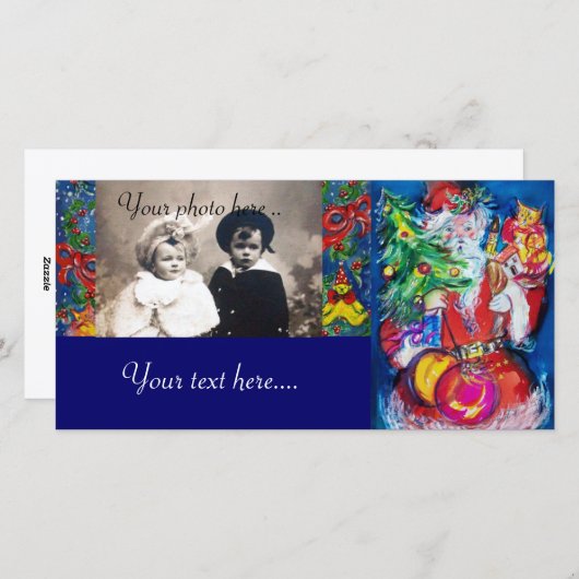 KERSTMAN MET KERSTBOOM EN CADEAUS FEESTDAGENKAART (Voorkant / Achterkant)