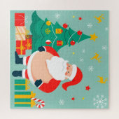 Kerstman met kerstboom en cadeaus legpuzzel (Horizontaal)
