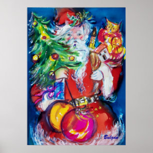 KERSTMAN MET KERSTBOOM EN CADEAUS POSTER