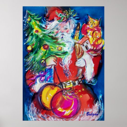 KERSTMAN MET KERSTBOOM EN CADEAUS POSTER (Voorkant)