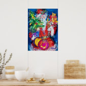 KERSTMAN MET KERSTBOOM EN CADEAUS POSTER (Keuken)