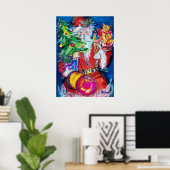 KERSTMAN MET KERSTBOOM EN CADEAUS POSTER (Thuiskantoor)