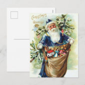  kerstman met kerstboom en speelgoed feestdagenkaart (Voorkant / Achterkant)