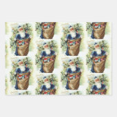 kerstman met kerstboom en speelgoed inpakpapier vel (Voorkant)