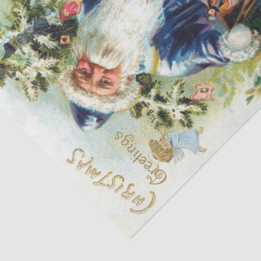  kerstman met kerstboom en speelgoed tissuepapier (Detail)