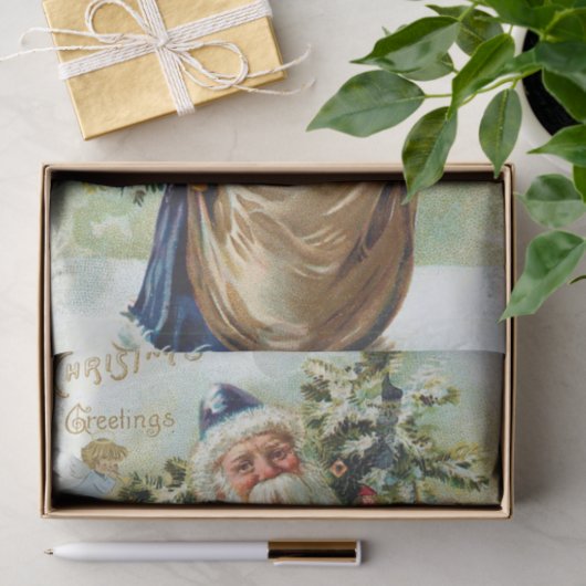  kerstman met kerstboom en speelgoed tissuepapier (Geschenk)