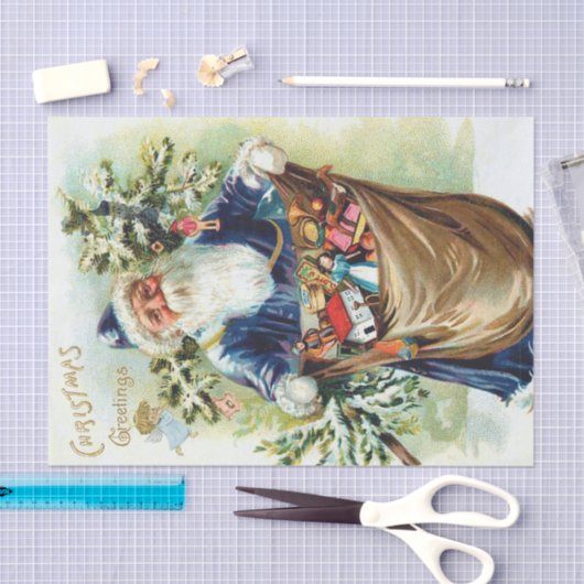 kerstman met kerstboom en speelgoed tissuepapier (Craft)