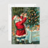  kerstman met kerstboom feestdagenkaart (Voorkant / Achterkant)