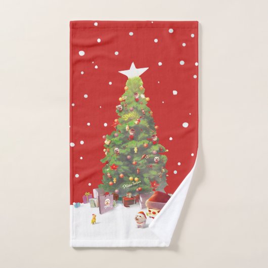 Kerstman met kerstboom handdoek (Handdoek)