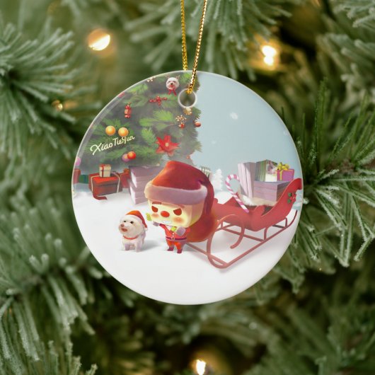 Kerstman met kerstboom keramisch ornament (Boom)