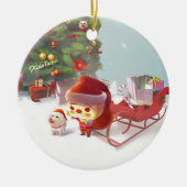 Kerstman met kerstboom keramisch ornament (Voorkant)