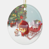 Kerstman met kerstboom keramisch ornament (Links)