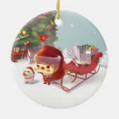 Kerstman met kerstboom keramisch ornament (Achterkant)