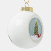Kerstman met kerstboom keramische bal ornament (Links)