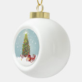 Kerstman met kerstboom keramische bal ornament (Rechts)