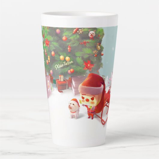 Kerstman met kerstboom latte mok (Voorkant)
