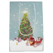 Kerstman met kerstboom medium cadeauzakje (Achterkant)