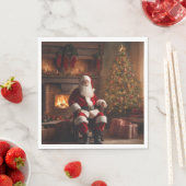 Kerstman met kerstboom & open haard servet (Insitu)