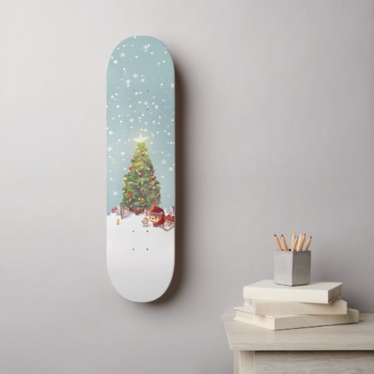 Kerstman met kerstboom persoonlijk skateboard (Muurkunst)