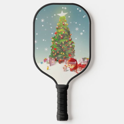 Kerstman met kerstboom pickleball paddle (Voorkant)