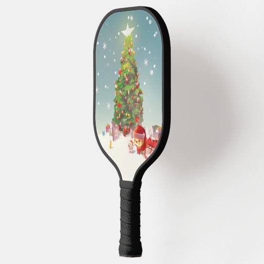 Kerstman met kerstboom pickleball paddle (Links)