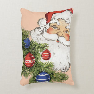 Kerstman met kerstboomornamenten in vintage stijl accent kussen