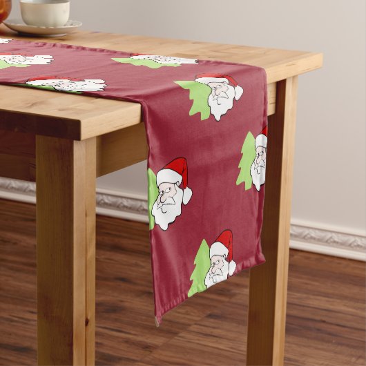 Kerstman met kerstboompatroon korte tafelloper (Voorbeeld)