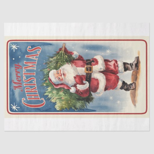 kerstman met kerstboomrijst tissuepapier (Voorkant)