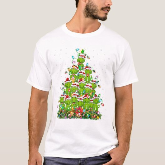 Kerstman met kerstboomverlichting t-shirt (Voorkant)