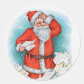 Kerstman met kerstbrieven ronde sticker (Voorkant)