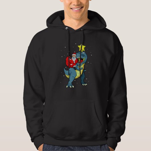 Kerstman met kerstcadeau voor jongens Rex Dinosaur Hoodie (Voorkant)