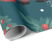 Kerstman met kerstcadeaus en sneeuw cadeaupapier (Rol Hoek)