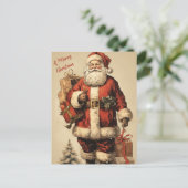 Kerstman met kerstcadeaus Feestdagenkaart (Staand voorkant)