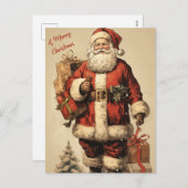 Kerstman met kerstcadeaus Feestdagenkaart (Voorkant / Achterkant)
