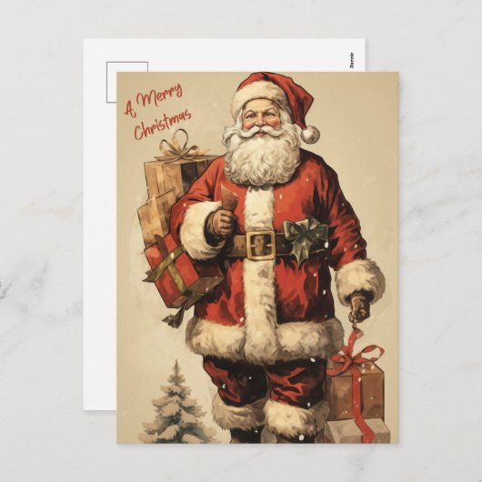  Kerstman met kerstcadeaus Feestdagenkaart (Voorkant / Achterkant)