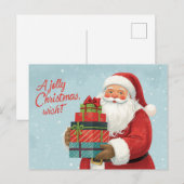 Kerstman met kerstcadeaus feestdagenkaart (Voorkant / Achterkant)