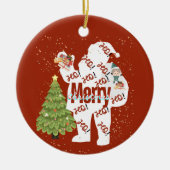 Kerstman met kerstcadeaus keramisch ornament (Voorkant)