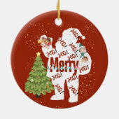 Kerstman met kerstcadeaus keramisch ornament (Achterkant)