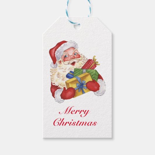 Kerstman met kerstcadeautjes Label Cadeaulabel (Voorkant)