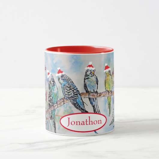 Kerstman met kerstcadeautjes Waterverf Mok (Midden)