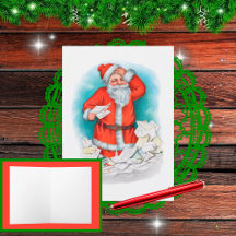 Kerstman met kerstkaarten