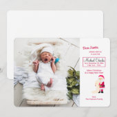 Kerstman met kerstlijst foto geboorteaankondiging kaart (Voorkant / Achterkant)