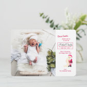 Kerstman met kerstlijstfoto geboorteaankondiging kaart (Staand voorkant)